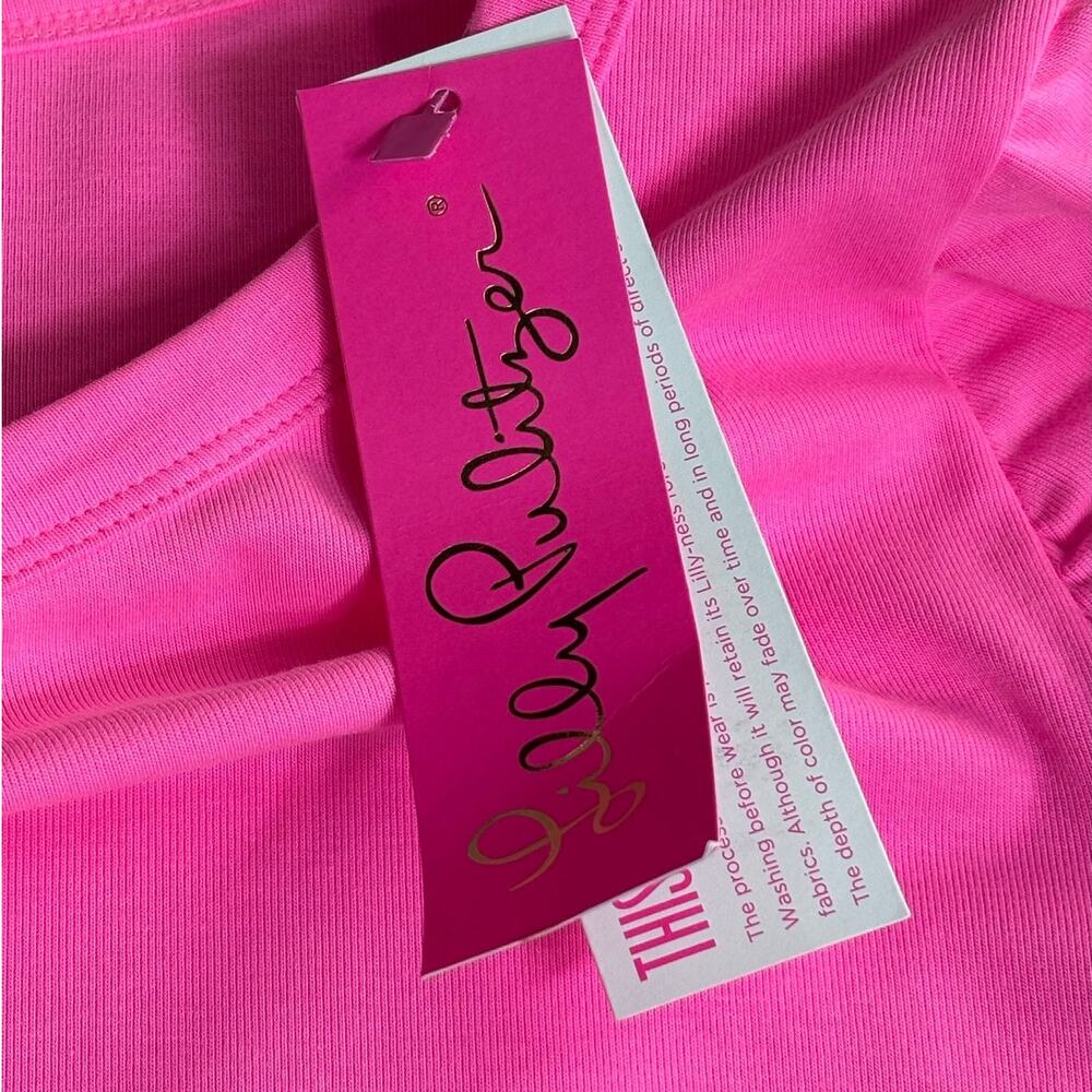 NWT Lilly Pulitzer Sz L Belden Knit Top Aura Pink Half Sleeve Women's Shirt - Picture 2 of 9